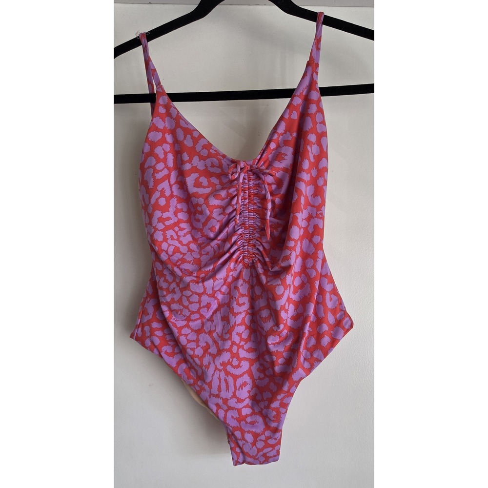 J.Crew Playa Women M Animal Print One-piece Red Purple Resort Swimwear